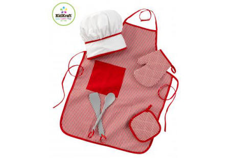 Kidkraft accesorios para cocina delantal y sombrero rojo