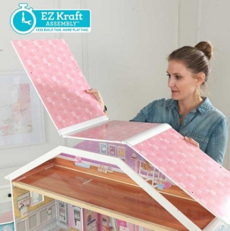 Detalle del techo de la casa de muñecas kidkraft gran mansion con vistas 65954