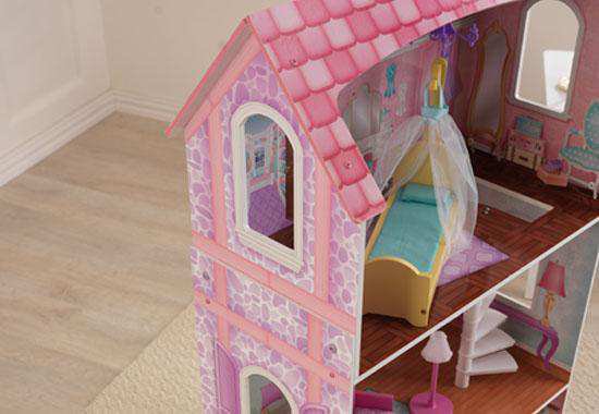 Detalle vista lateral de kidkraft casa de muñecas 65179 penelope