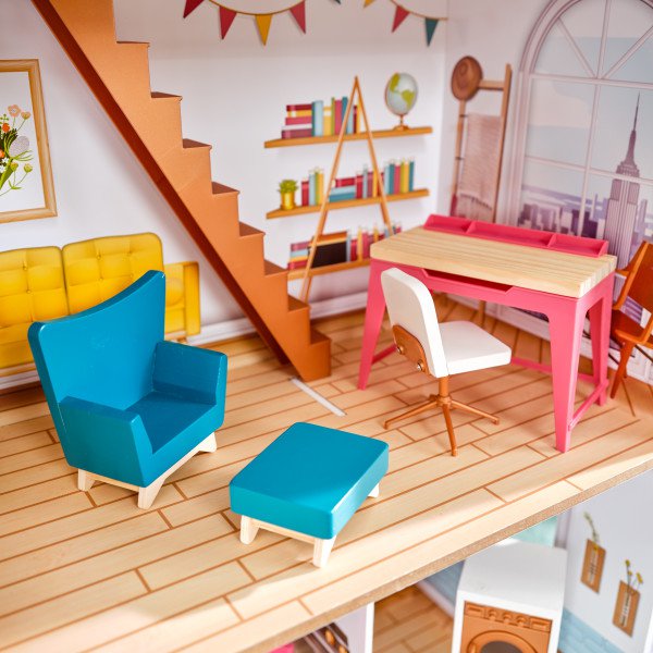 Kidkraft Casa de Muñecas Rowan - escritorio abierto