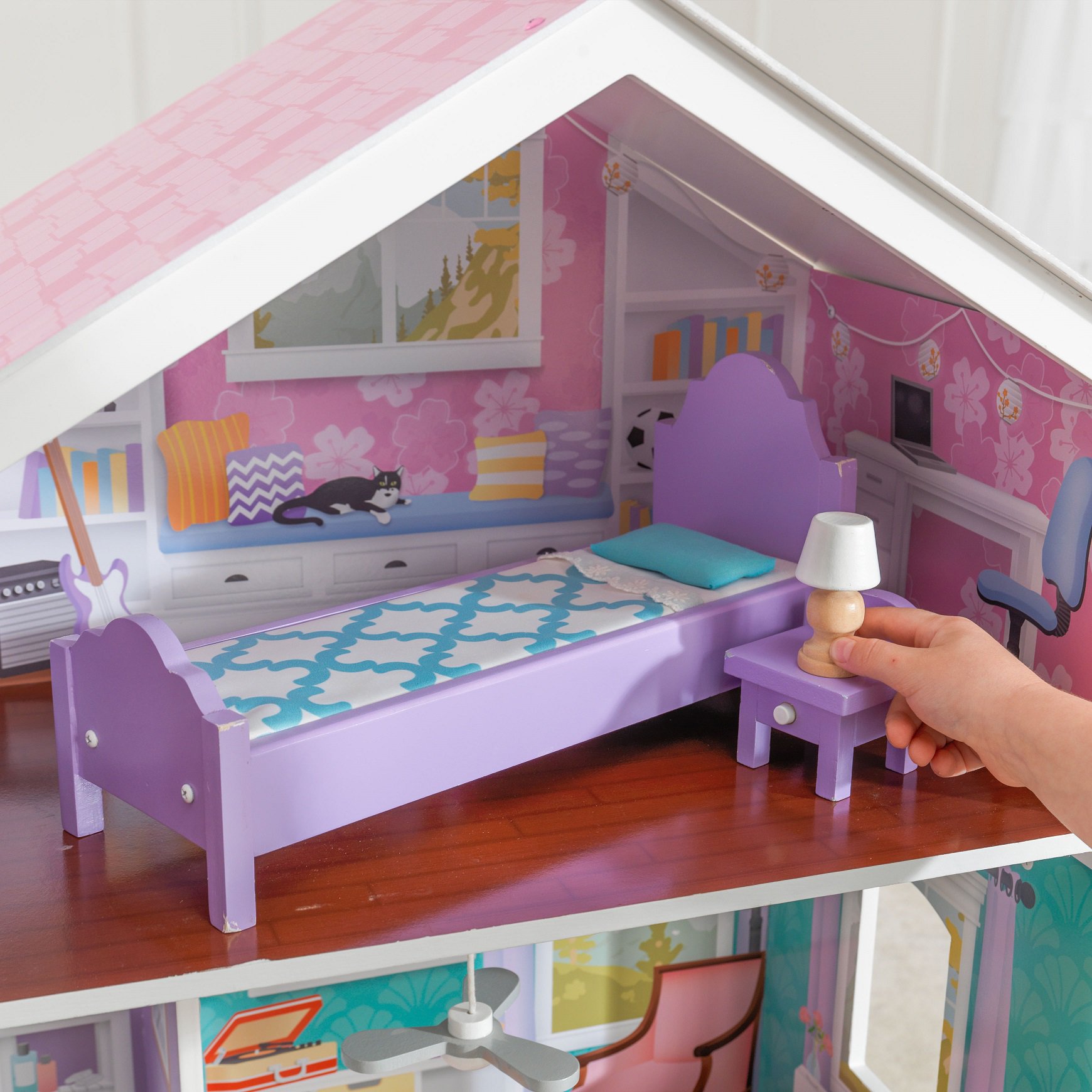 Dormitorio superior de la kidkraft casa de muñecas glendale manor 65940
