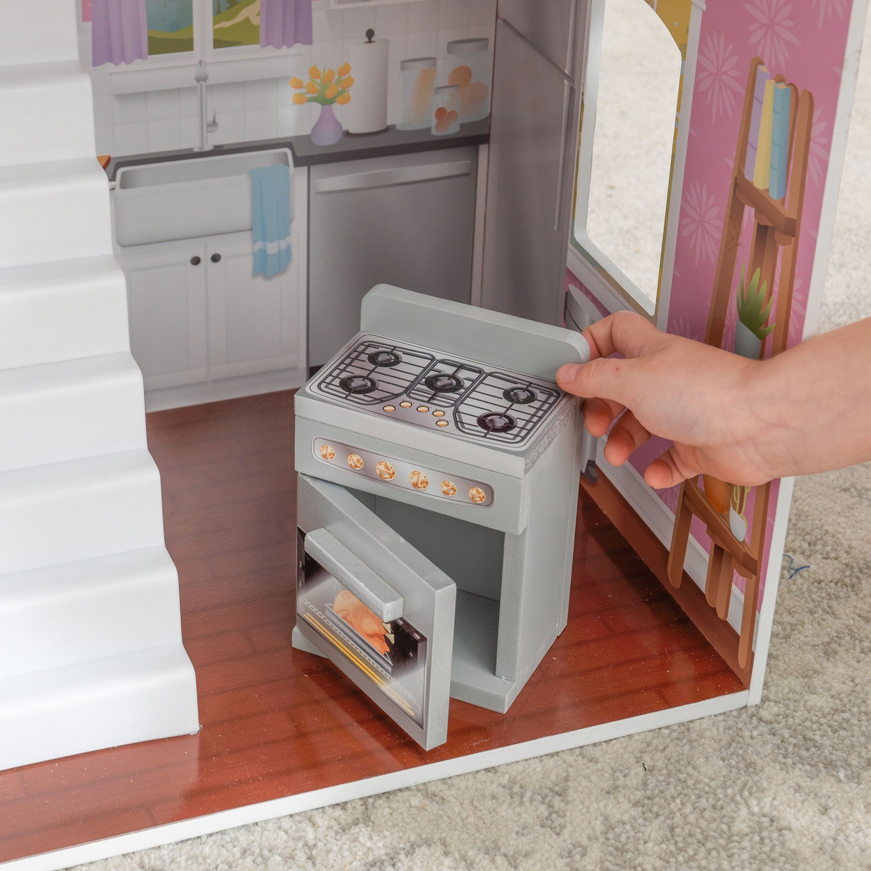Detalle horno en cocina de la kidkraft casa de muñecas glendale manor 65940