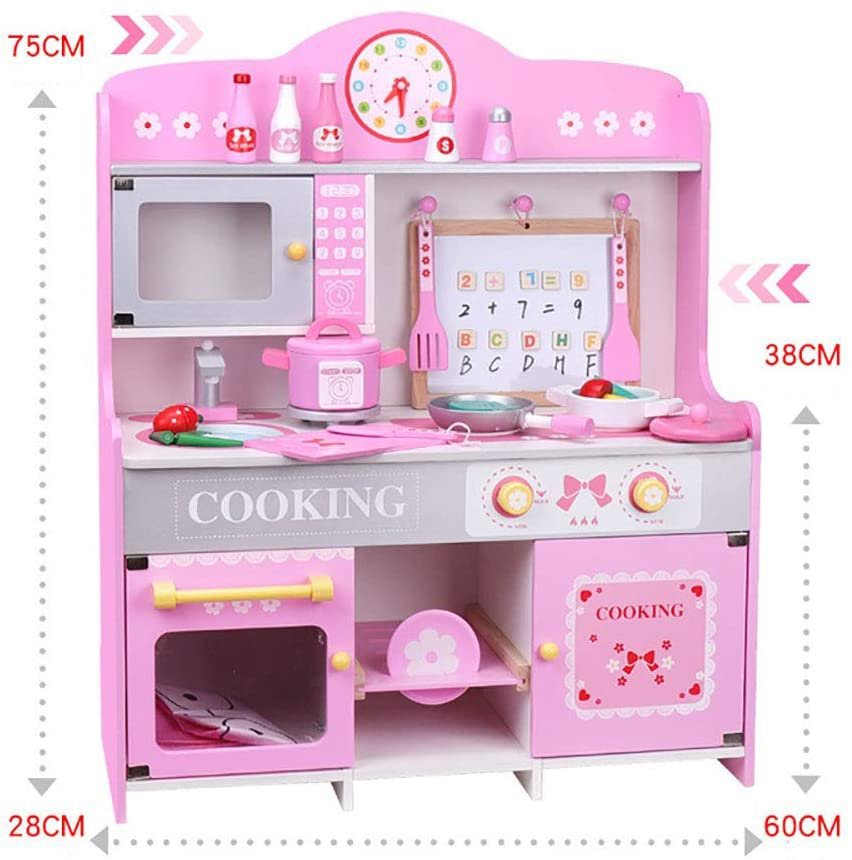 Cocina rosa de madera