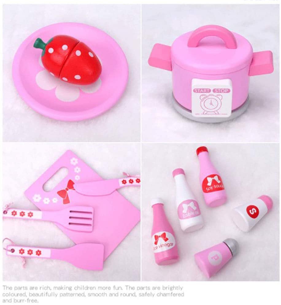 Cocina rosa de madera