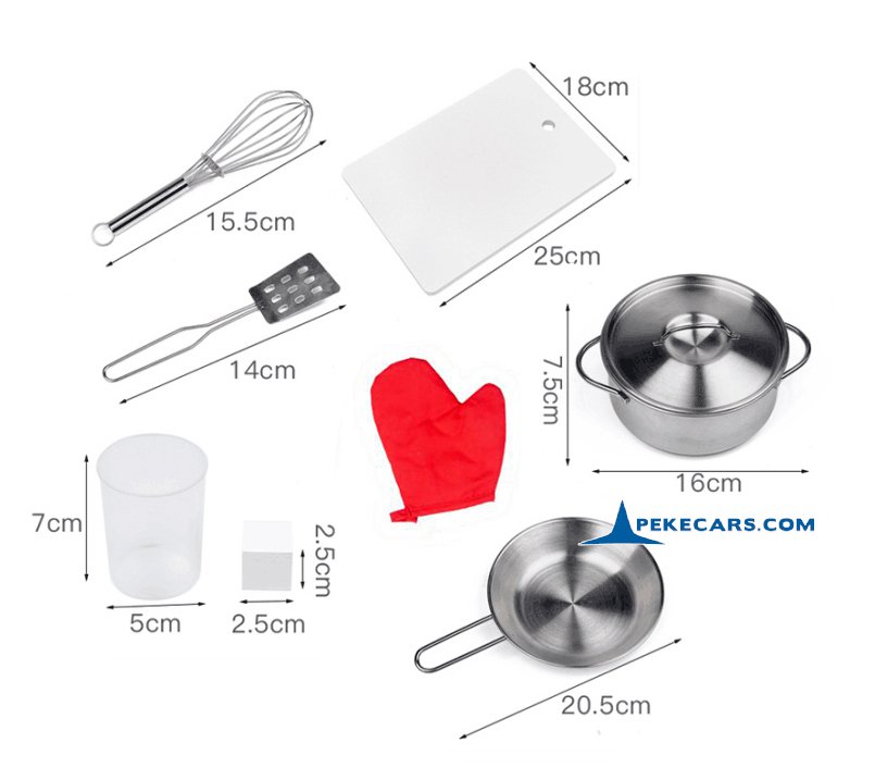 Cocina de Madera Infantil Blanca con 9 accesorios y luces