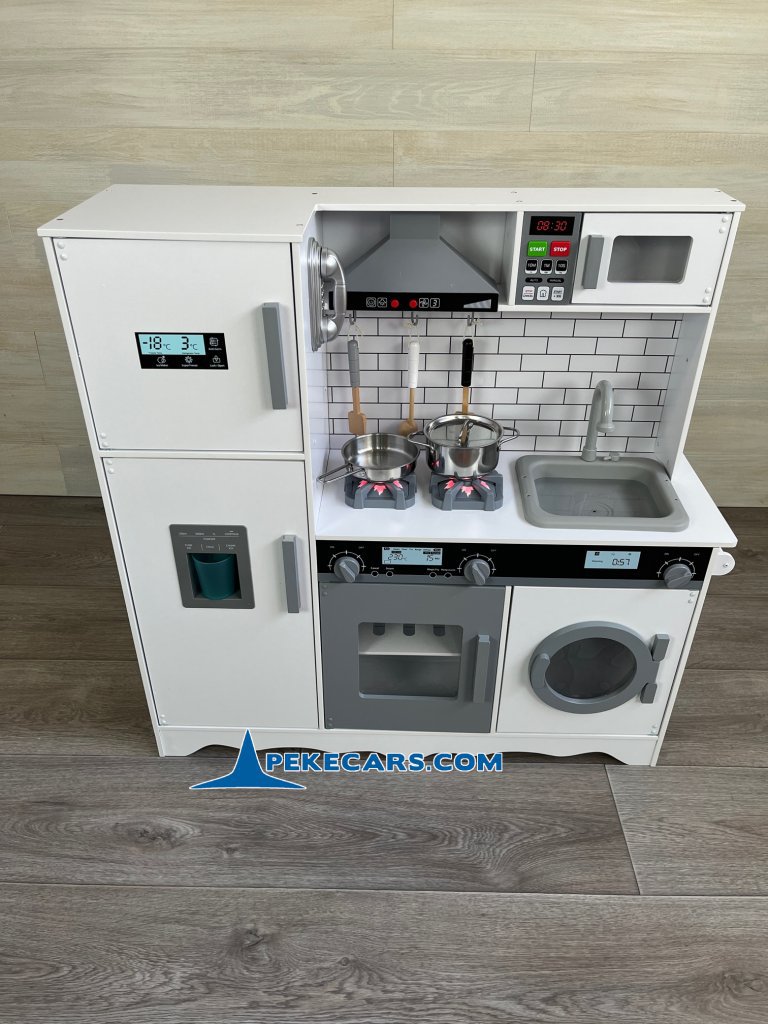 cocina de madera juguete completa luz sonidos blanca