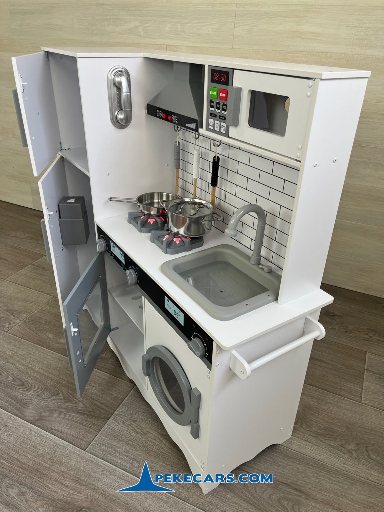 cocina de madera de juguete completa luz sonidos blanca