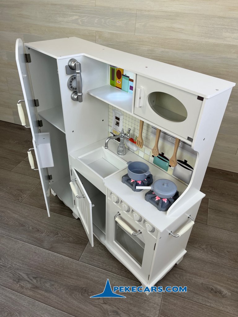 cocina de madera de juguete accesorios luz blanca