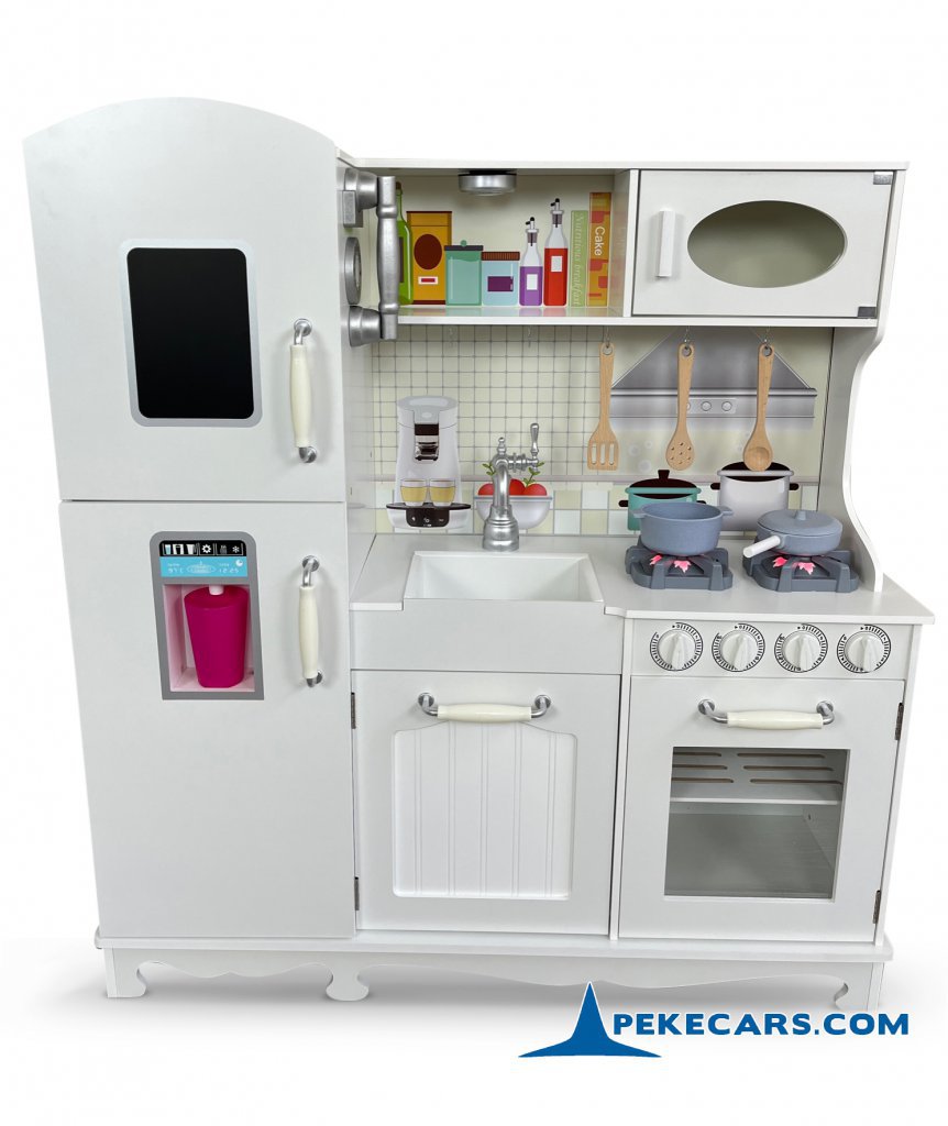 Cocina Infantil de Madera Blanca con Nevera, Horno y Microondas