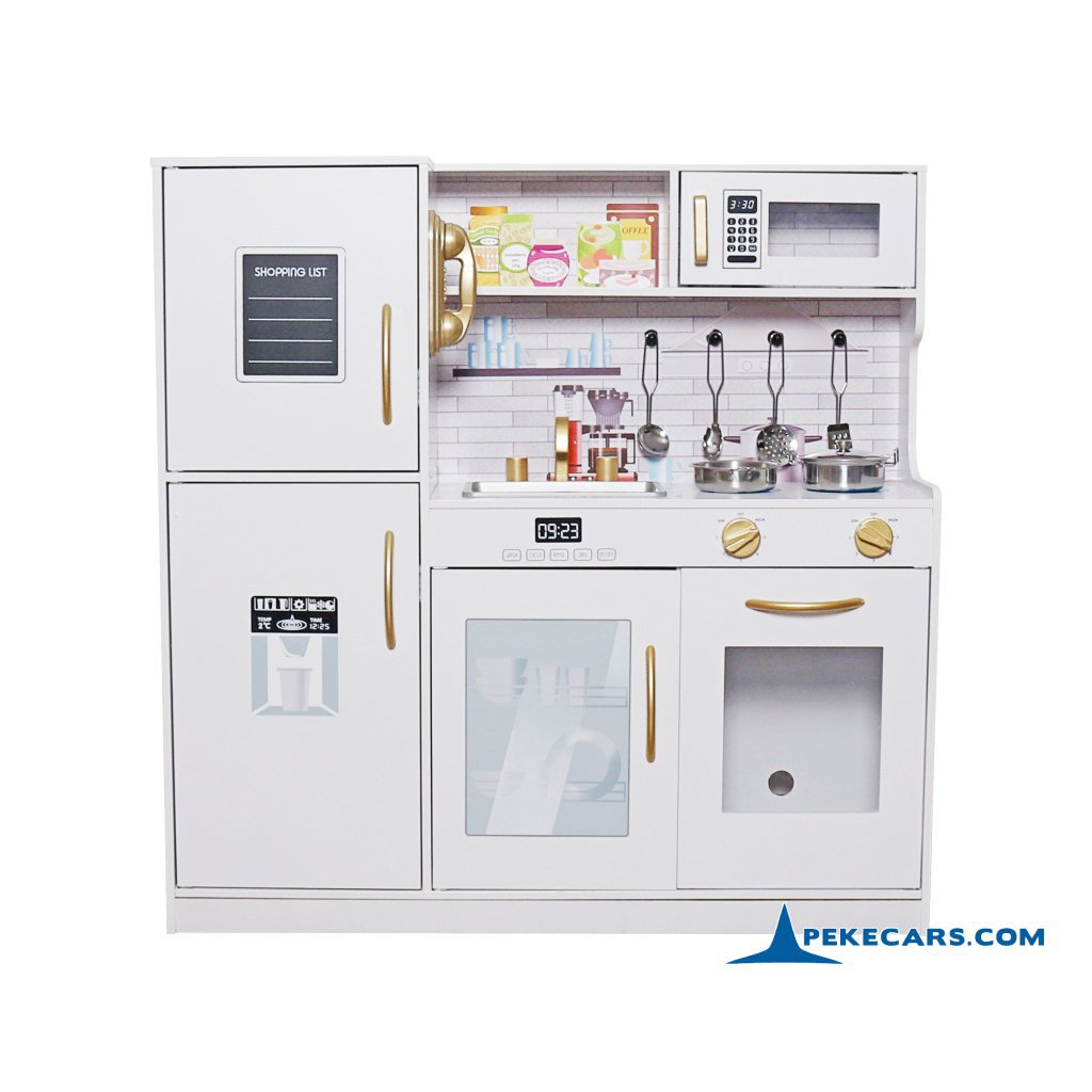 Cocina de Madera Infantil Blanca con Nevera, Lavavajillas y Teléfono