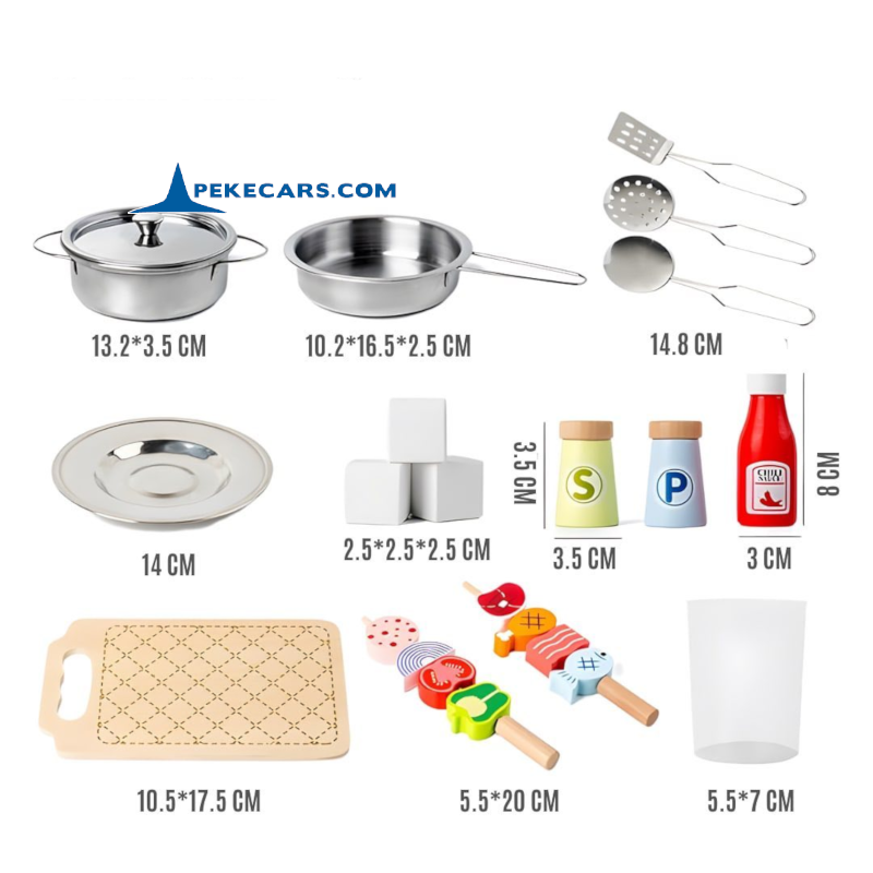 Cocina Infantil completa de Madera Blanca y Gris