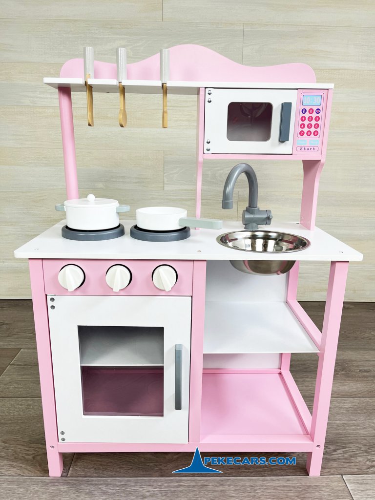 cocina de madera juguete infantil rosa accesorios