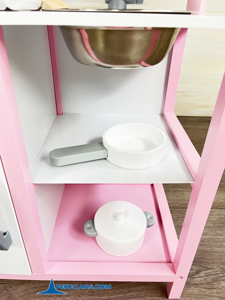 cocina de madera de juguete infantil rosa accesorios