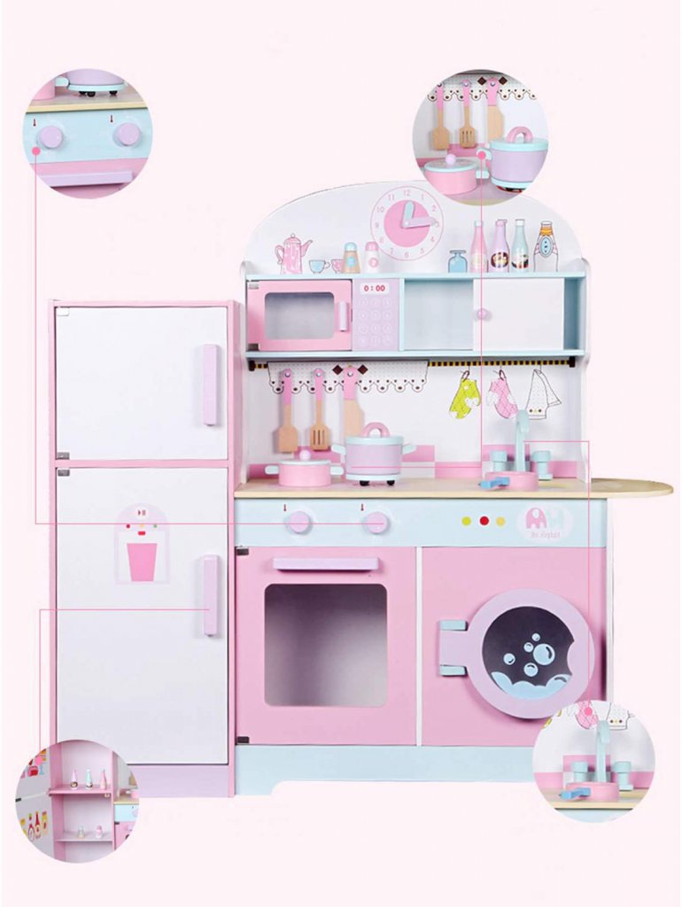 Cocina de madera rosa