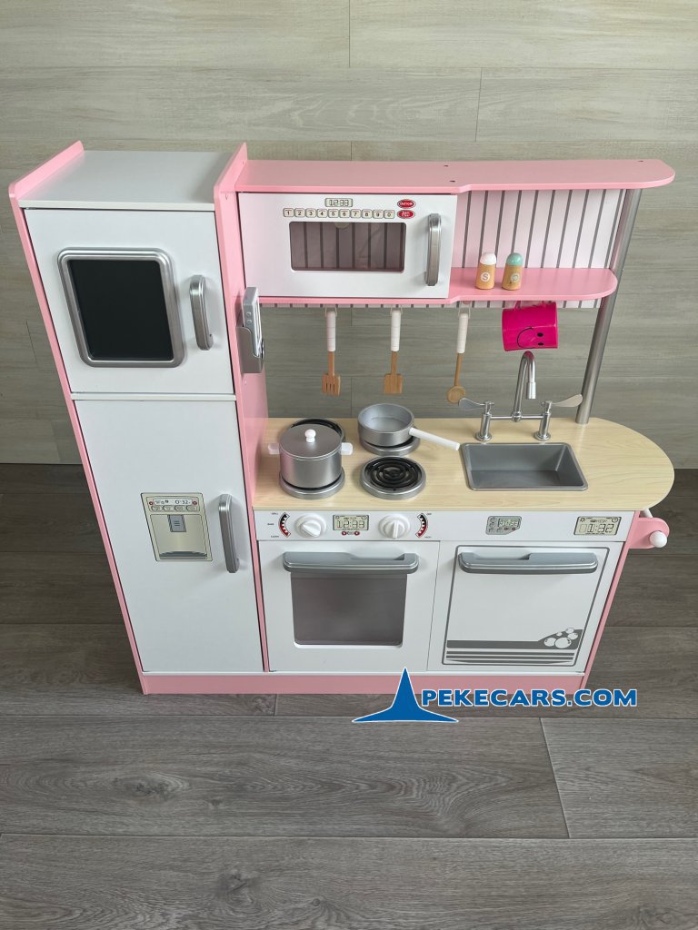 cocina de madera juguete accesorios rosa