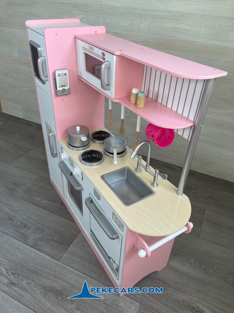 cocina de juguete de madera accesorios rosa