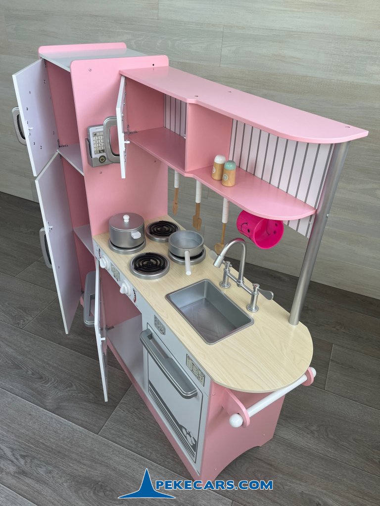 cocina de madera de juguete accesorios rosa