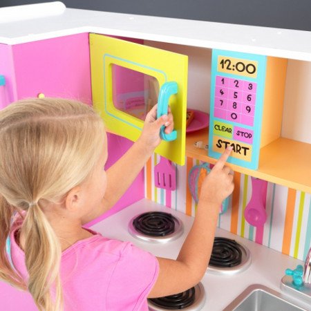 COCINA KIDKRAFT 53100 DE LUJO COLORES BRILLANTES MICROONDAS