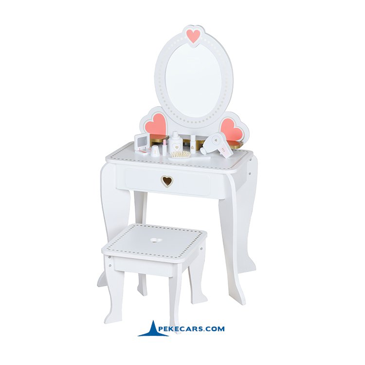 Mesa Tocador Infantil de Color Blanco con 5 Accesorios