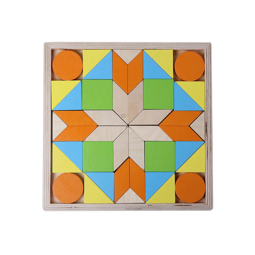 juguetes de madera mosaico